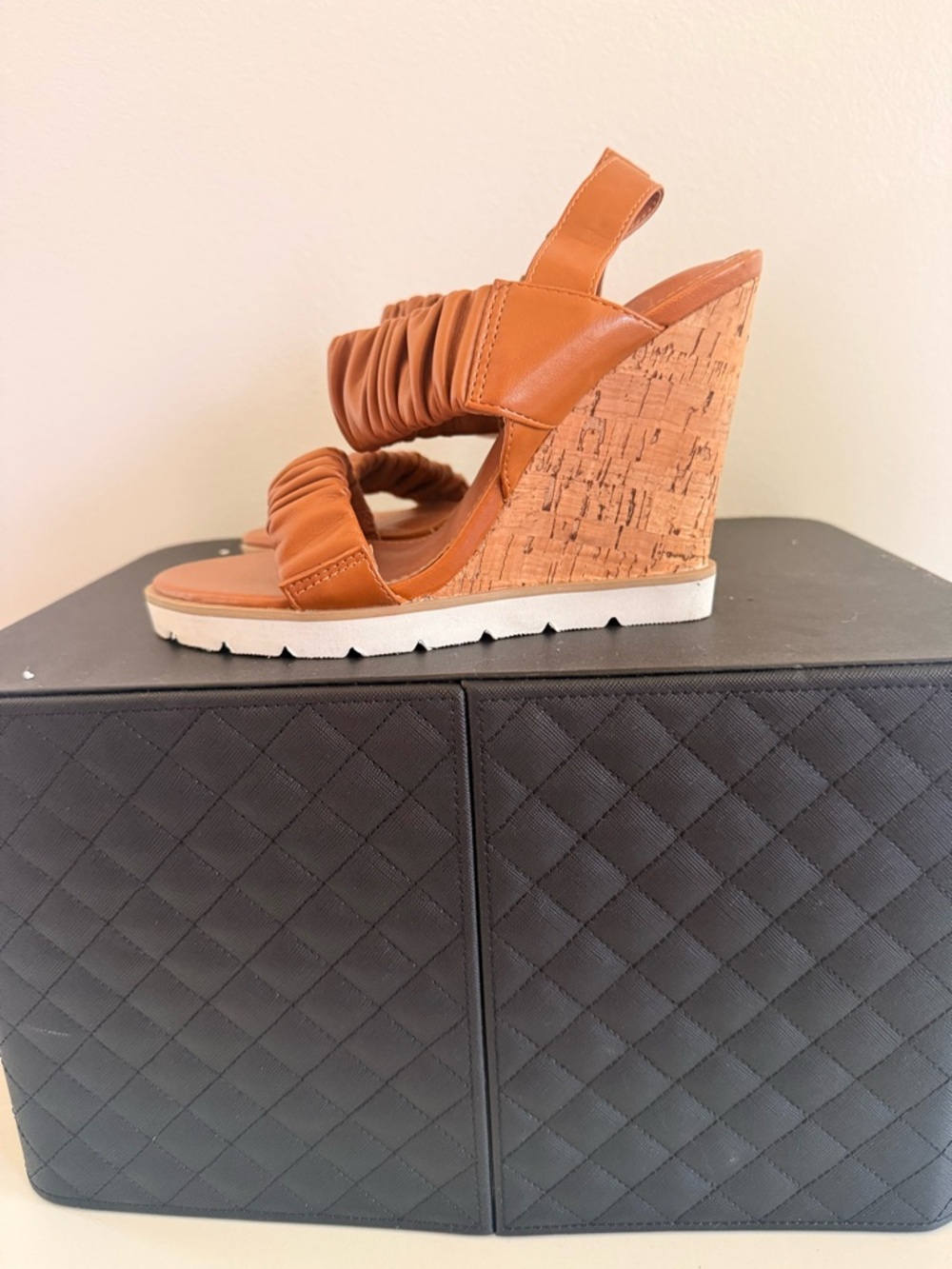 Women’s Ruched Slingback Sandals - Cognac
